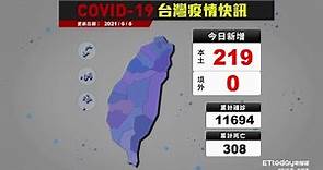 COVID-19 新冠病毒台灣疫情 本土增219例 累計死亡308例｜2021/6/8 確診案例縣市分布圖