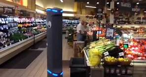 Marty the robot rolls through the Giant Food Store