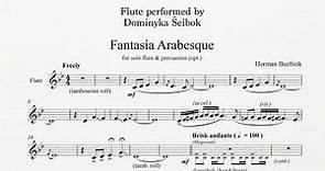 Herman Beeftink - "Fantasia Arabesque" for Solo Flute and Percussion (Sheet Music)