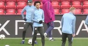 Leroy Sane trains with Manchester City teammates at Anfield