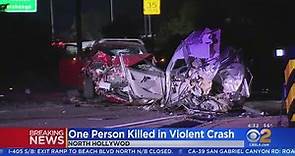 Woman killed after crash splits car in half on 101 Freeway in North Hollywood