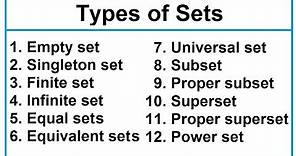 Types of sets