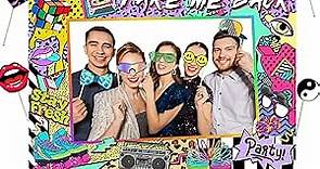 80s 90s Themed Party Decorations for Adults, 1990s Throwback Party Photo Booth Props, 80s 90s Birthday Party Picture Booth Frame & Props for Graduation Party Retro Hip Hop Party Favors