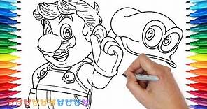 How to Draw Mario, Super Mario Odyssey | Drawing Coloring Pages for Kids