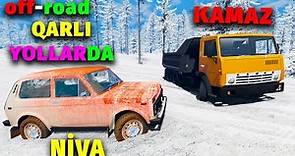 Qarlı Yollarda Kamaz Lada Nivaya Qarşı (off-road) | BeamNG.Drive | Maşın Oyunları | #sahmarehmedov