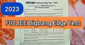 FIITJEE Big Bang Paper 1 Test 2023 | Admission in Scholarship Exam