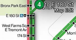 NYC Subway Map Edits: 4 train to E 180 St [Timelapse] - Experimental Map