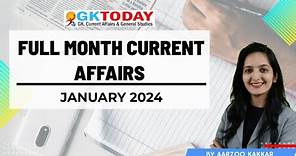 JANUARY 2024 Full Month Current Affairs | GK Today Monthly Current Affairs