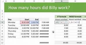 Calculating total working hours using Excel - example & discussion
