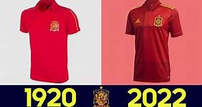 La evolución (Todos) las camisetas de la Selección de fútbol de España (Selección Española) 2022