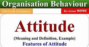 Attitude meaning, attitude definition, attitude types, components of attitude, features, OB