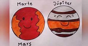 Cómo dibujar planetas Marte-Júpiter/ sistema solar 💙/ Mimis-Arte para niños