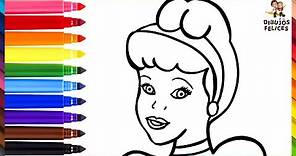 Dibuja y Colorea A Cenicienta 👸🏼✨👠 Dibujos Para Niños