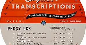 Peggy Lee -  Peggy Lee With Buddy Cole's Four Of A Kind Featuring Guitar By Dave Barbour