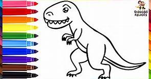 Cómo Dibujar Un T-REX 🦖 Dibuja y Colorea Un Lindo Dinosaurio Arcoiris 🌈 Dibujos Para Niños