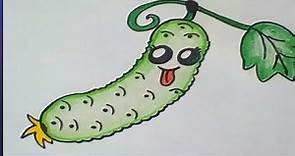 How to draw a cucumber / Comment dessiner un concombre / Cómo dibujar un pepino / Zeichne eine Gurke