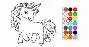 como dibujar y colorear a un lindo unicornio, dibujos para niños