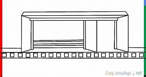 How to draw a Bus stop step by step for beginners