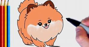 (fast-version) How to Draw Pomeranian puppy | Step by Step Tutorial For Kids