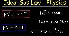 Ideal Gas Law Physics Problems With Boltzmann's Constant
