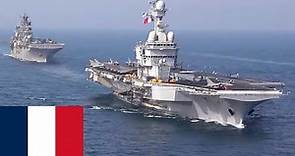 Aircraft carrier Charles de Gaulle R91 of the French Navy. Carrier Strike Group on combat exercises.