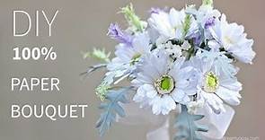 DIY bridal bouquet of Gerbera Daisy from printer paper, FREE template, SO SIMPLE