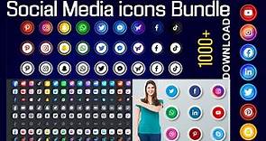 1000+ social media icons, Logos, Png, Vector & svg Bundle ZIP File Free Download. icon Design
