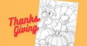 Coloring Thanksgiving Turkey, Autumn Leaves Fall & Pumpkins | Coloring Pages | Color with Markers