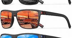 Square Polarized Sunglasses for Men Vintage Style Driving Travel Sun Glasses Lightweight Frame UV Protection Goggles