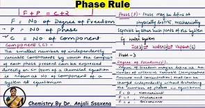 Phase rule | Phase Rule in chemistry | Gibbs Phase Rule |Phase Rule in Engineering Chemistry
