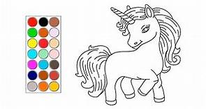 como dibujar y colorear a un lindo unicornio, dibujos para niños