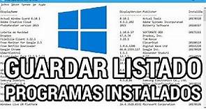 Guarda un listado con todos los programas instalados en Windows www.informaticovitoria.com