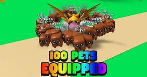 😱 100 PETS EQUIPPED - BUBBLE GUM SIMULATOR