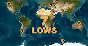 Earth’s 7 Lowest Points by Continent (“Seven Lows”) + Lowest under water & ice + Lowest by countries