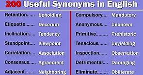 200 Useful Synonym Words in English | Build up Your English Vocabulary