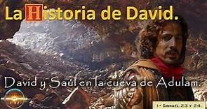 34.7. David tiene la oportunidad de matar a Saúl en la cueva de Adulam.