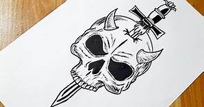 How to draw skull tribal tattoo || Skull drawing tutorial