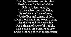 DOUBLE Double Toil and Trouble SONG SHAKESPEARE Macbeth of the Witches 123 Lyrics Words text poem