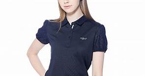 【Lynx Golf】女款吸濕排汗網眼材質蕾絲配布短袖POLO衫/高爾夫球衫-深藍色 | Lynx | Yahoo奇摩購物中心