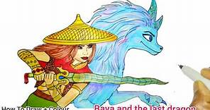 How To Draw + Colour Raya and the last dragon 🐉 | Raya And Sisu The Water Dragon