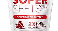 humanN SuperBeets Heart Chews - Nitric Oxide Production and Blood Pressure Support - Grape Seed Extract & Non-GMO Beet Energy Chews - Pomegranate Berry Flavor - 60 Count