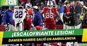 Damien Harris sale en ambulancia en partido Giants vs Bills