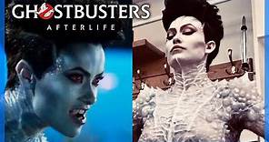 Behind-the-scenes look at Olivia Wilde as Ghostbusters: Afterlife's Gozer the Gozerian