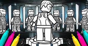 LEGO IRON MAN 3 Coloring SET | Tony Stark's Garage Coloring Page
