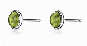 Peridot Stud Earrings Sterling Silver, Natural Peridot Gemstone Earrings Green Healing Crystal Earrings, Mothers Day Gifts from Daughter Son August Birthstone Gift for Her
