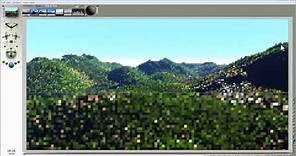 Bryce 7.1 Pro Advanced - rendering trees on a terrain - by David Brinnen.