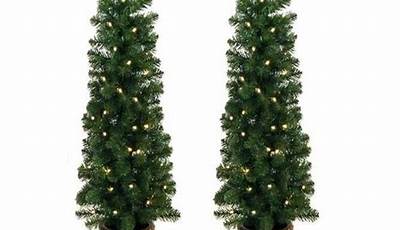 4 Ft Pre-Lit Entryway Trees-Set Of 2