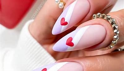Almond Shaped Valentines Day Nails