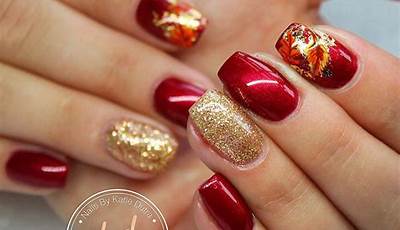 Autumn Nails Red Gold
