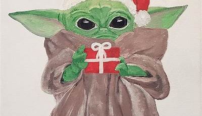 Baby Yoda Christmas Painting